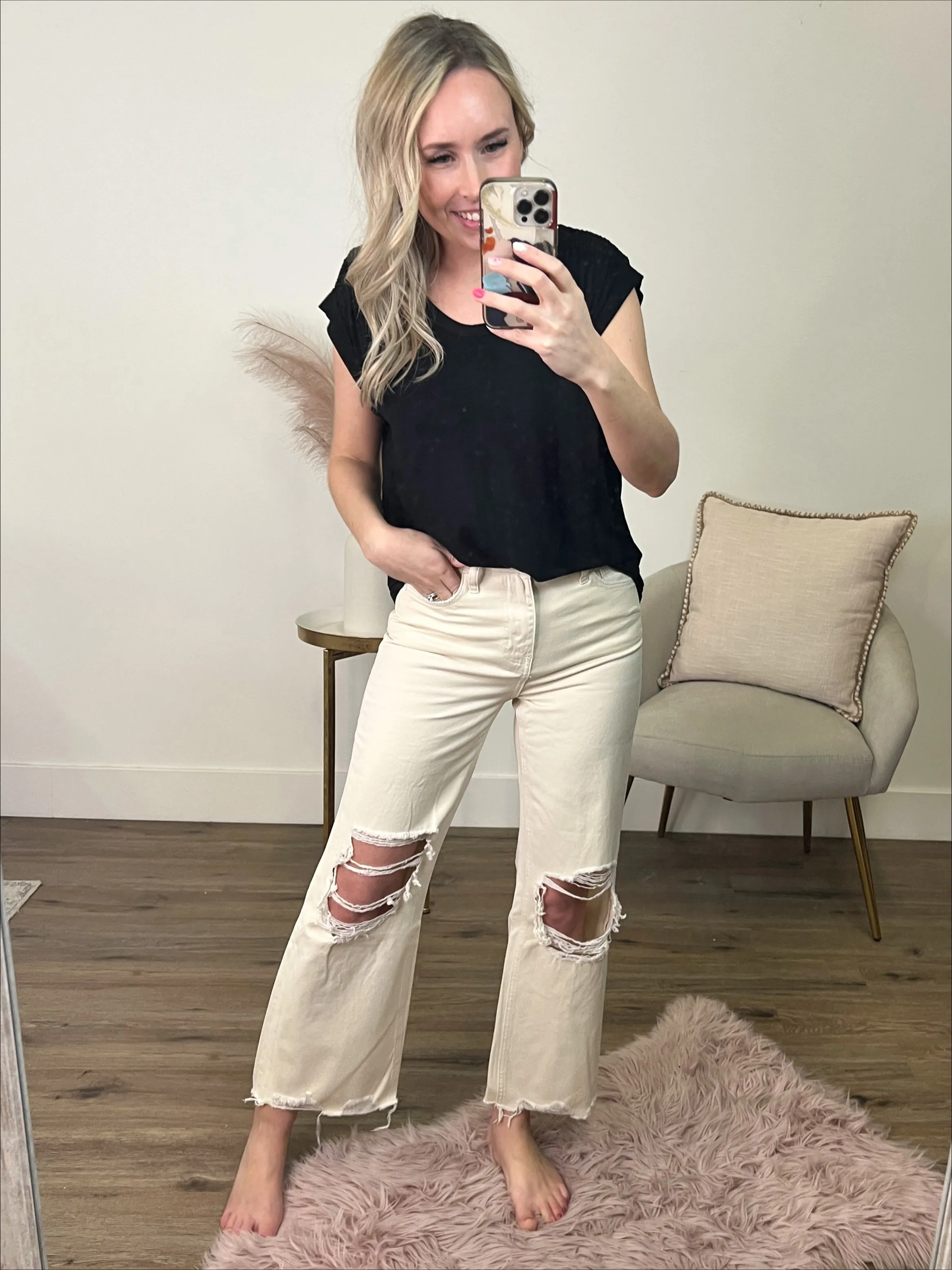 Vervet Natural 90's Crop Flare Jeans