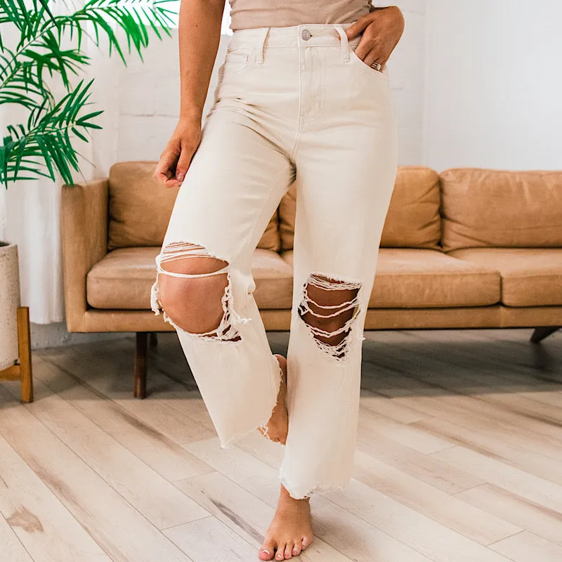 Vervet Natural 90's Crop Flare Jeans