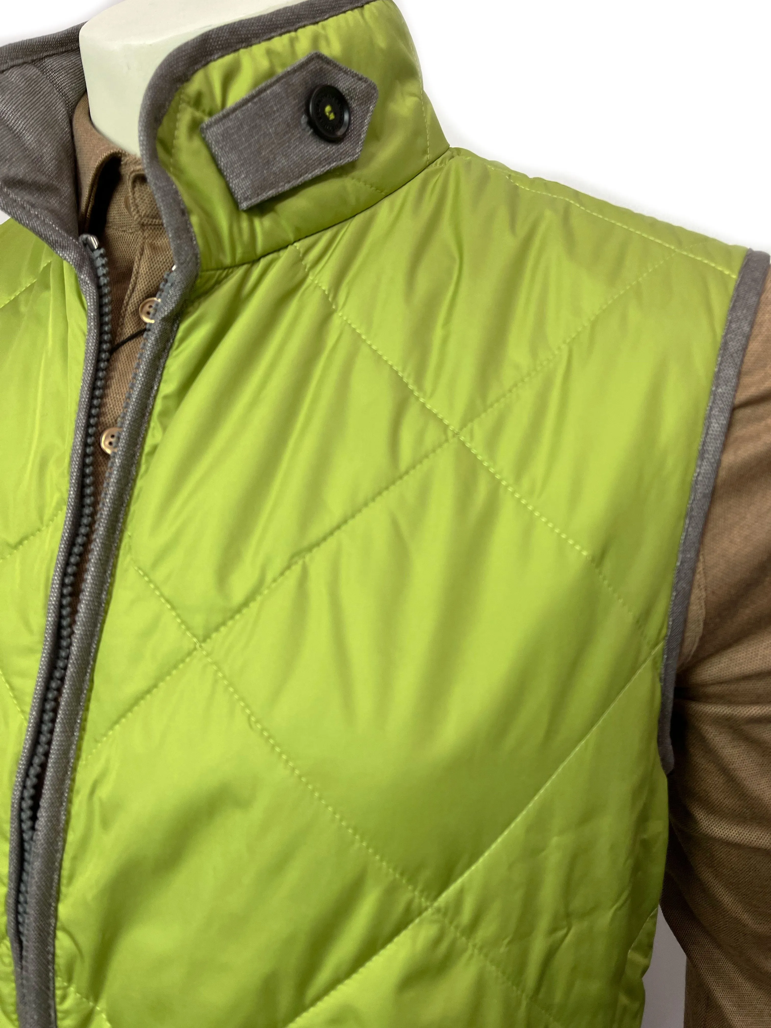 Waterville Mens Slim Fit Quilted Vest in Lime Green