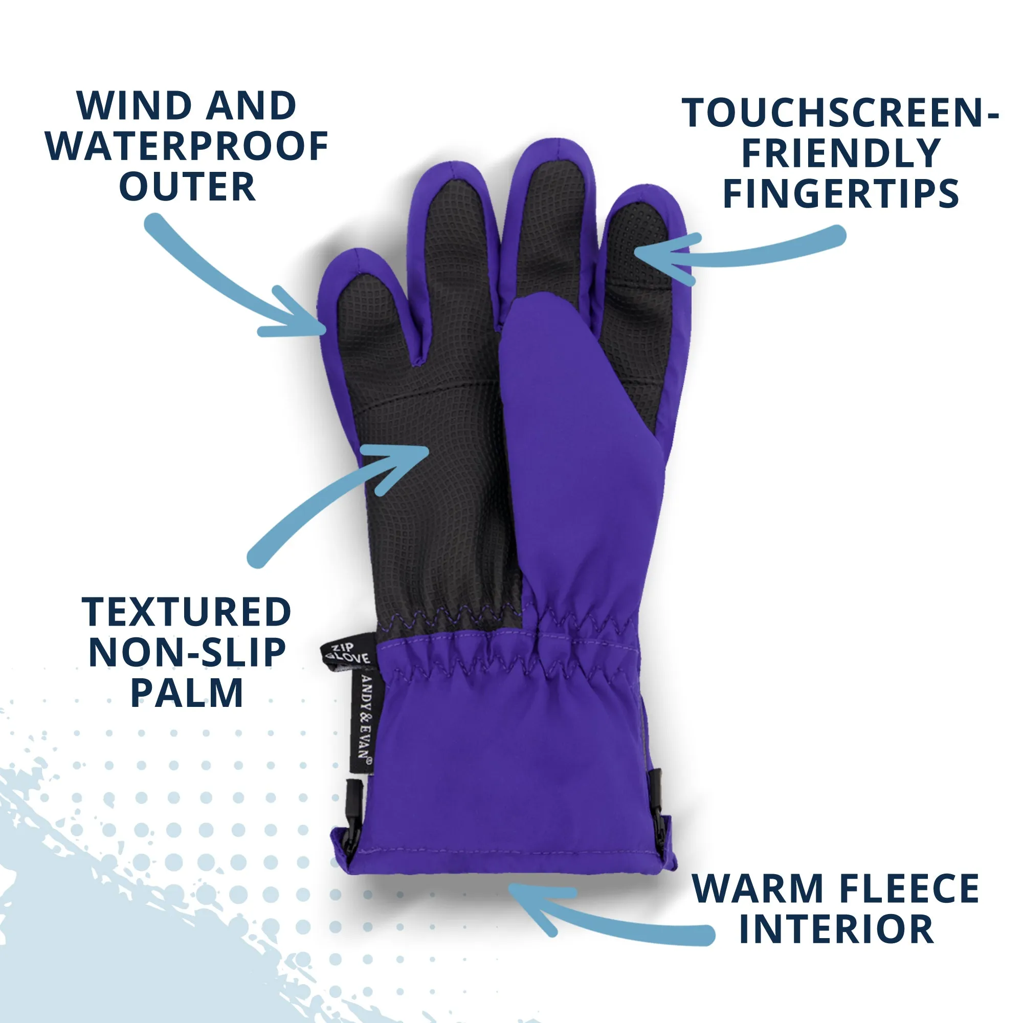 Winter & Ski Glove powered by ZIPGLOVE TECHNOLOGY | Purple