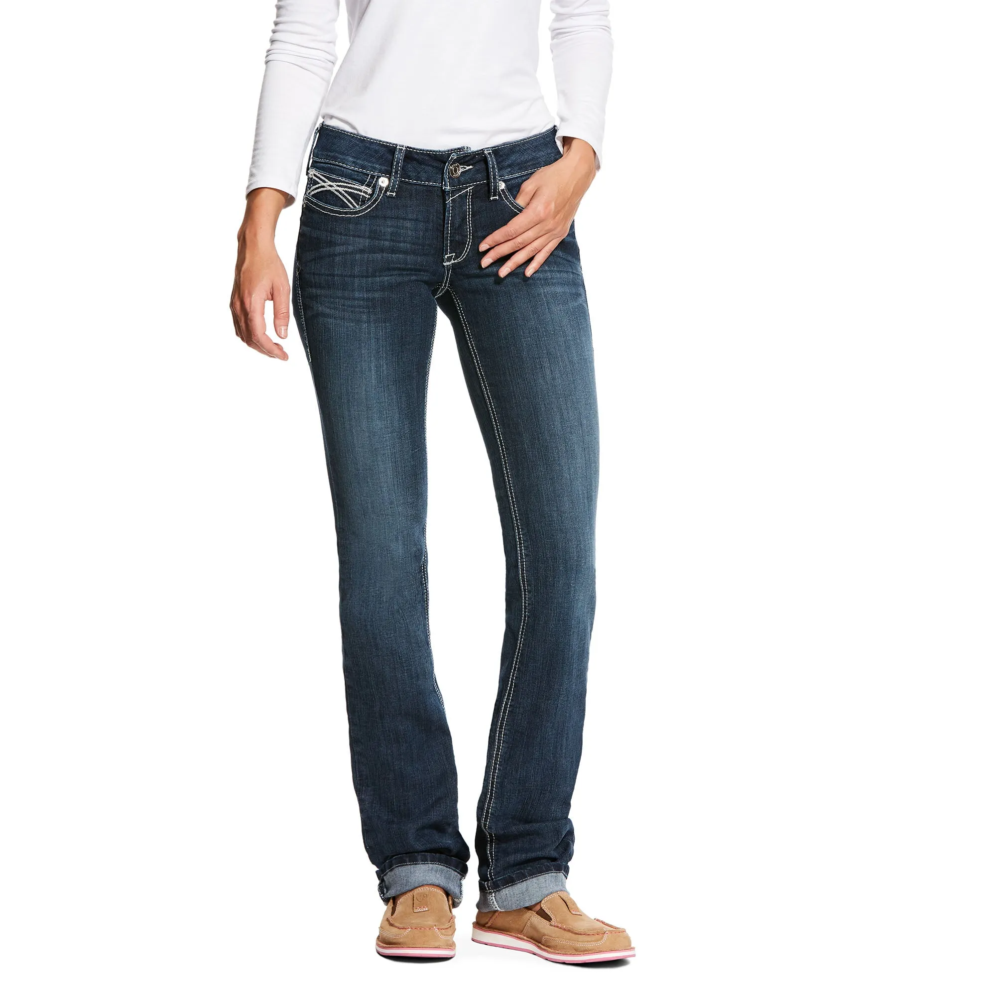 Women's Ariat R.E.A.L Low Rise Straight Leg Jeans Kylie Gemstone