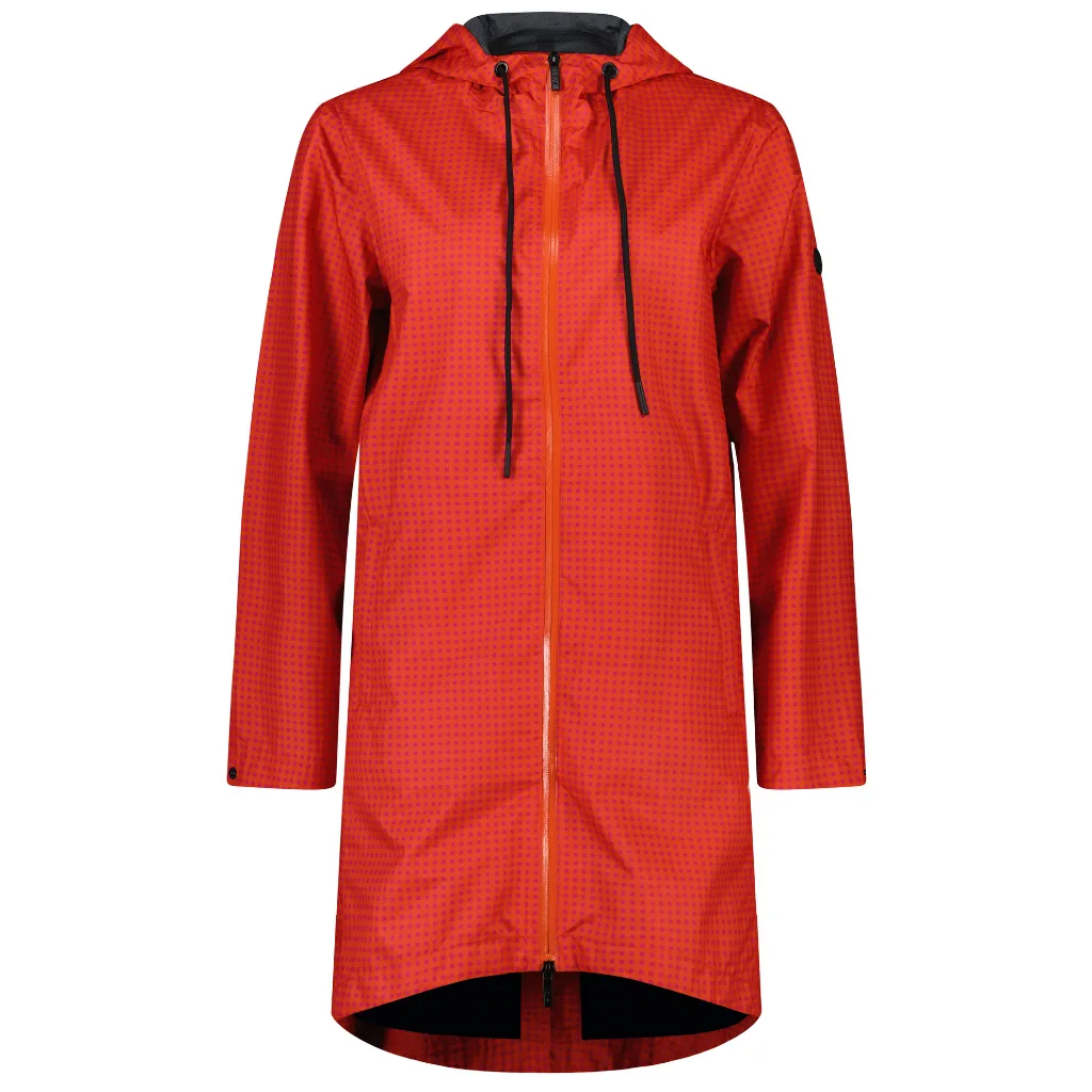 Womens Georgie Rain Coat - Blood Orange / Fuchsia Check